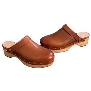 J. Crew Leather Convertible Brown Slip-On Backstrap Mules Clogs Shoes Size 6
